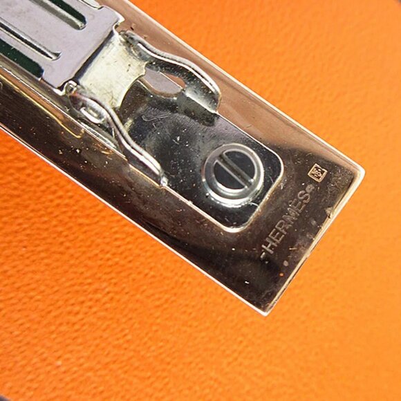 Auth HERMES Barrette Hair Clip Pink Gold/Silver/Black metal/enamel s0157i - Picture 2 of 8